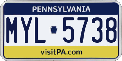 PA license plate MYL5738
