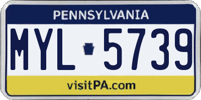 PA license plate MYL5739