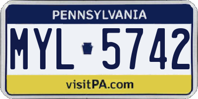 PA license plate MYL5742