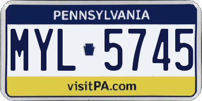 PA license plate MYL5745