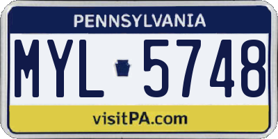 PA license plate MYL5748