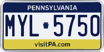 PA license plate MYL5750