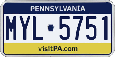 PA license plate MYL5751