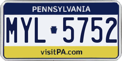 PA license plate MYL5752