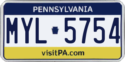PA license plate MYL5754