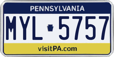 PA license plate MYL5757