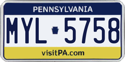 PA license plate MYL5758