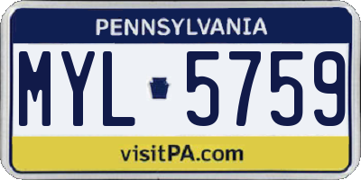 PA license plate MYL5759