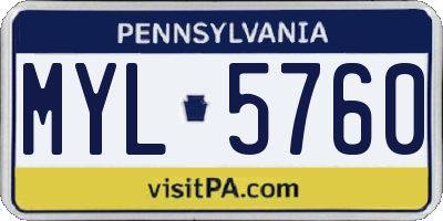 PA license plate MYL5760