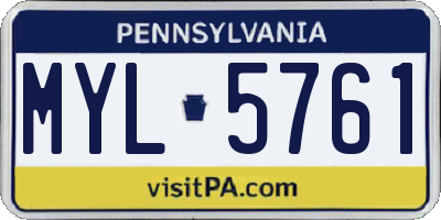 PA license plate MYL5761