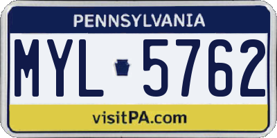 PA license plate MYL5762