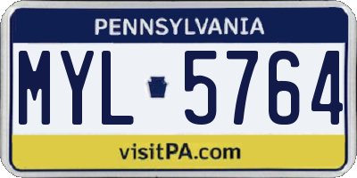 PA license plate MYL5764