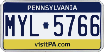 PA license plate MYL5766