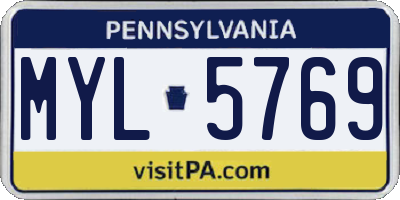 PA license plate MYL5769