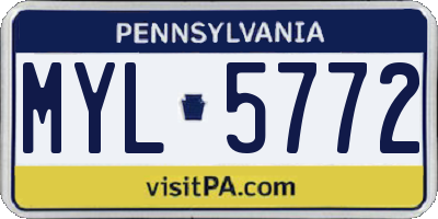 PA license plate MYL5772