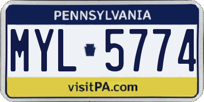 PA license plate MYL5774