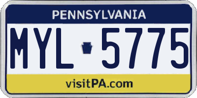 PA license plate MYL5775
