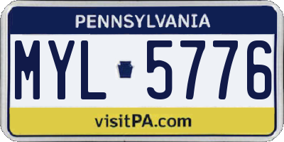 PA license plate MYL5776