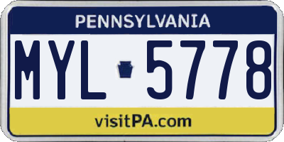 PA license plate MYL5778
