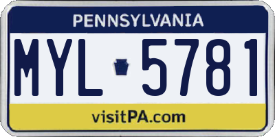 PA license plate MYL5781