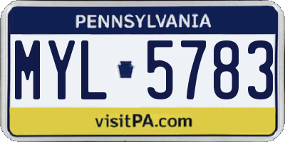 PA license plate MYL5783