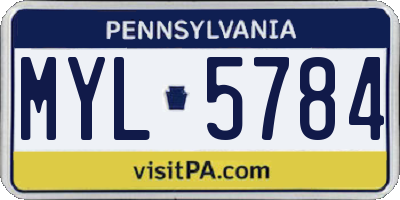 PA license plate MYL5784