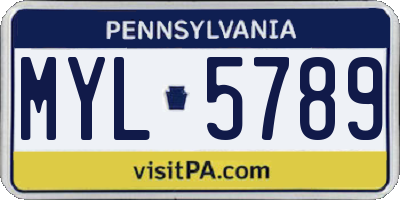 PA license plate MYL5789