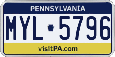 PA license plate MYL5796