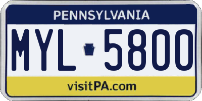 PA license plate MYL5800