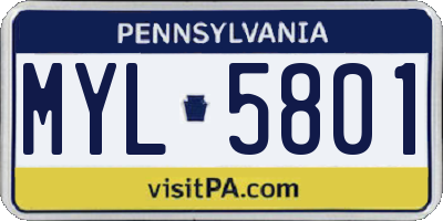 PA license plate MYL5801