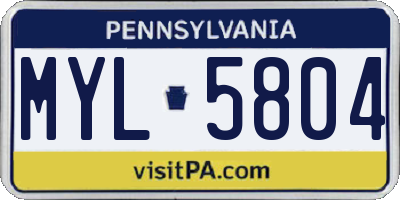 PA license plate MYL5804