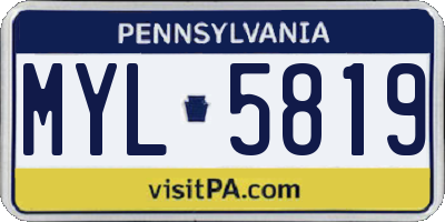 PA license plate MYL5819
