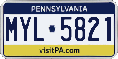 PA license plate MYL5821