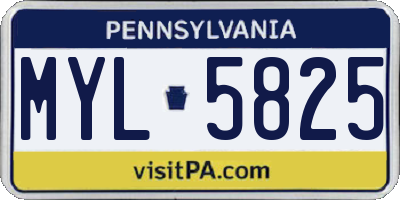 PA license plate MYL5825