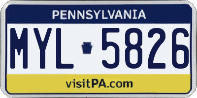 PA license plate MYL5826