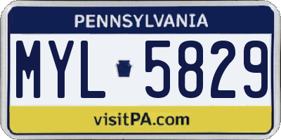 PA license plate MYL5829