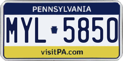 PA license plate MYL5850