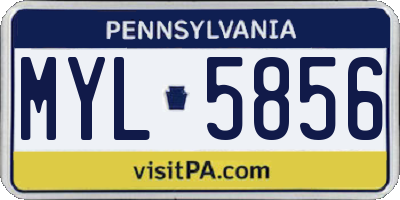 PA license plate MYL5856