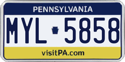 PA license plate MYL5858