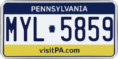 PA license plate MYL5859