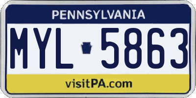 PA license plate MYL5863