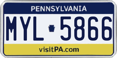 PA license plate MYL5866