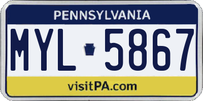 PA license plate MYL5867
