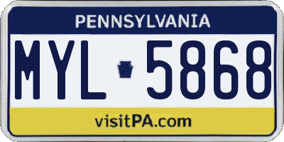 PA license plate MYL5868