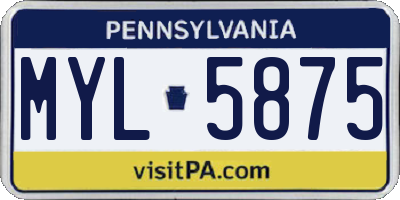 PA license plate MYL5875