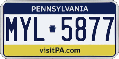 PA license plate MYL5877