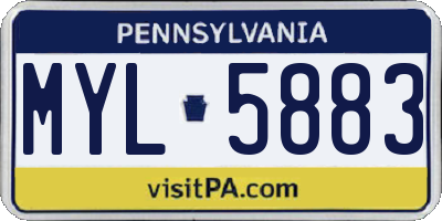 PA license plate MYL5883