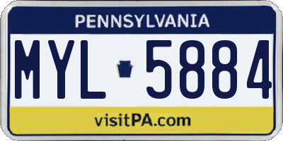 PA license plate MYL5884
