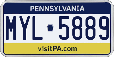PA license plate MYL5889