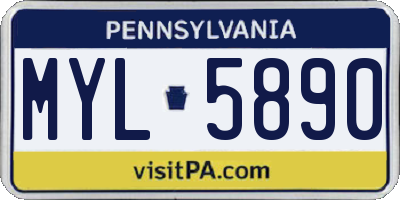 PA license plate MYL5890
